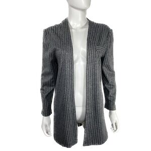 Leslie Fay Petite Collection Union Made Vintage Felt Open Front Striped Cardigan